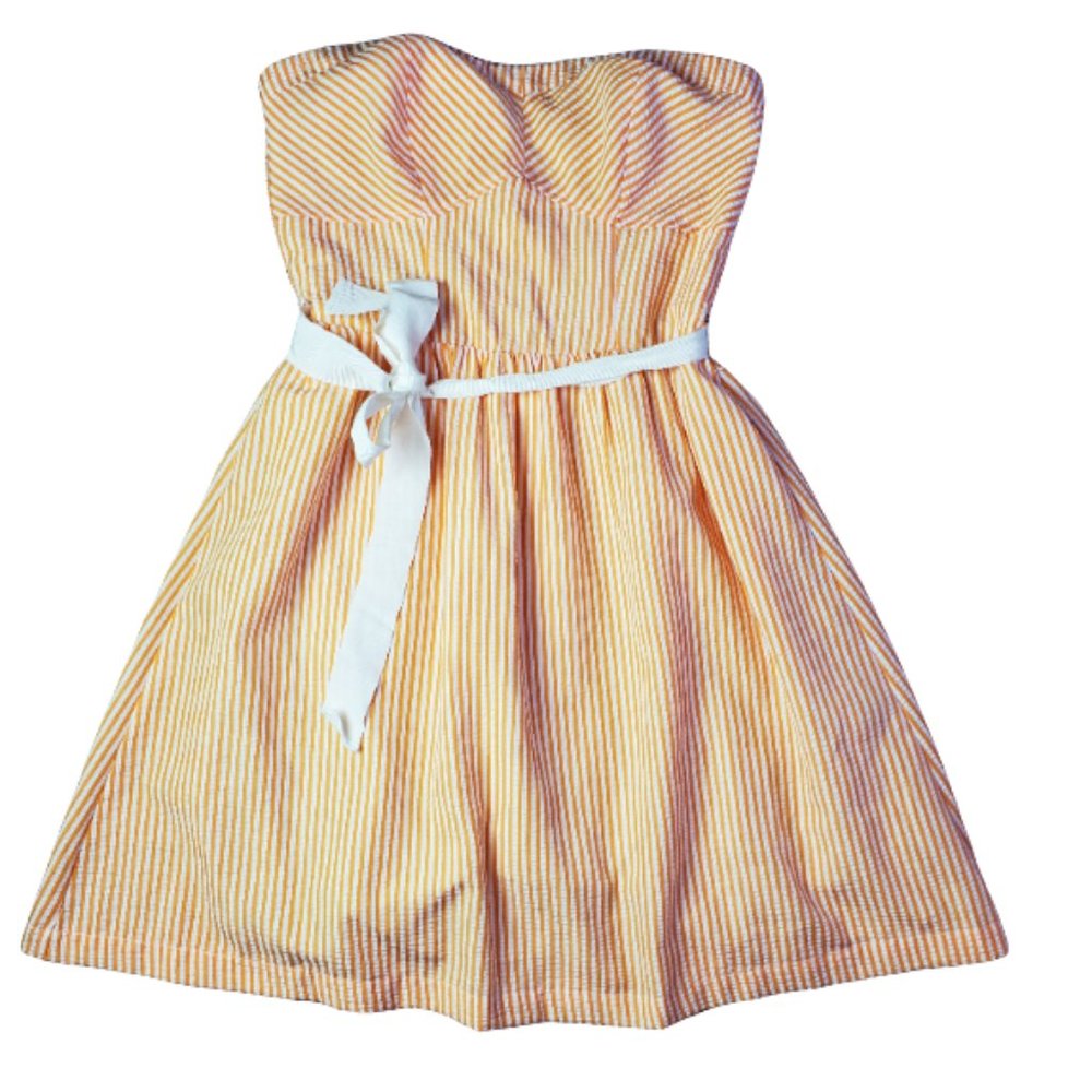 Strapless Striped Seersucker Dress